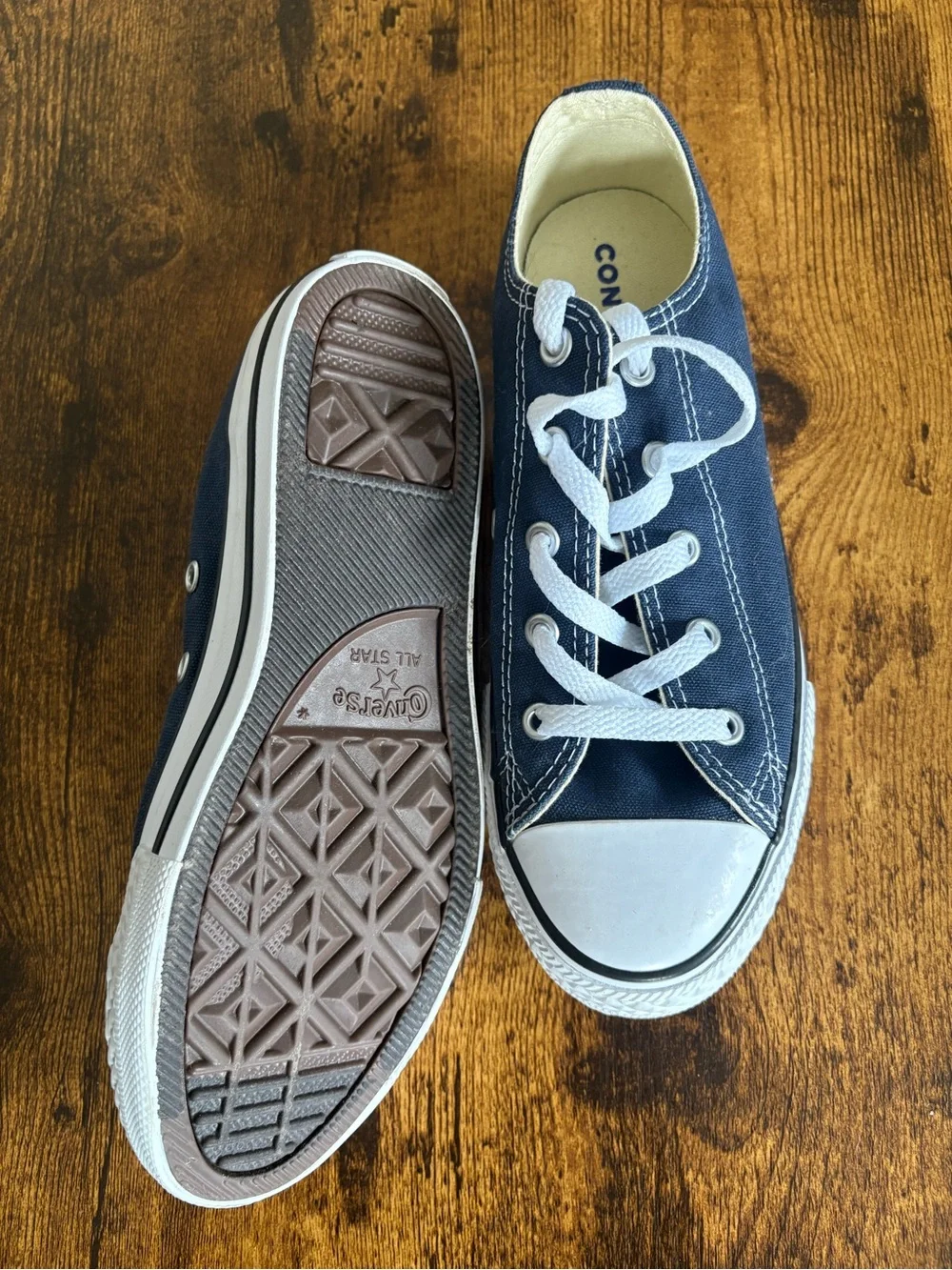 Converse Kids Low Top Canvas Sneakers in Navy and White